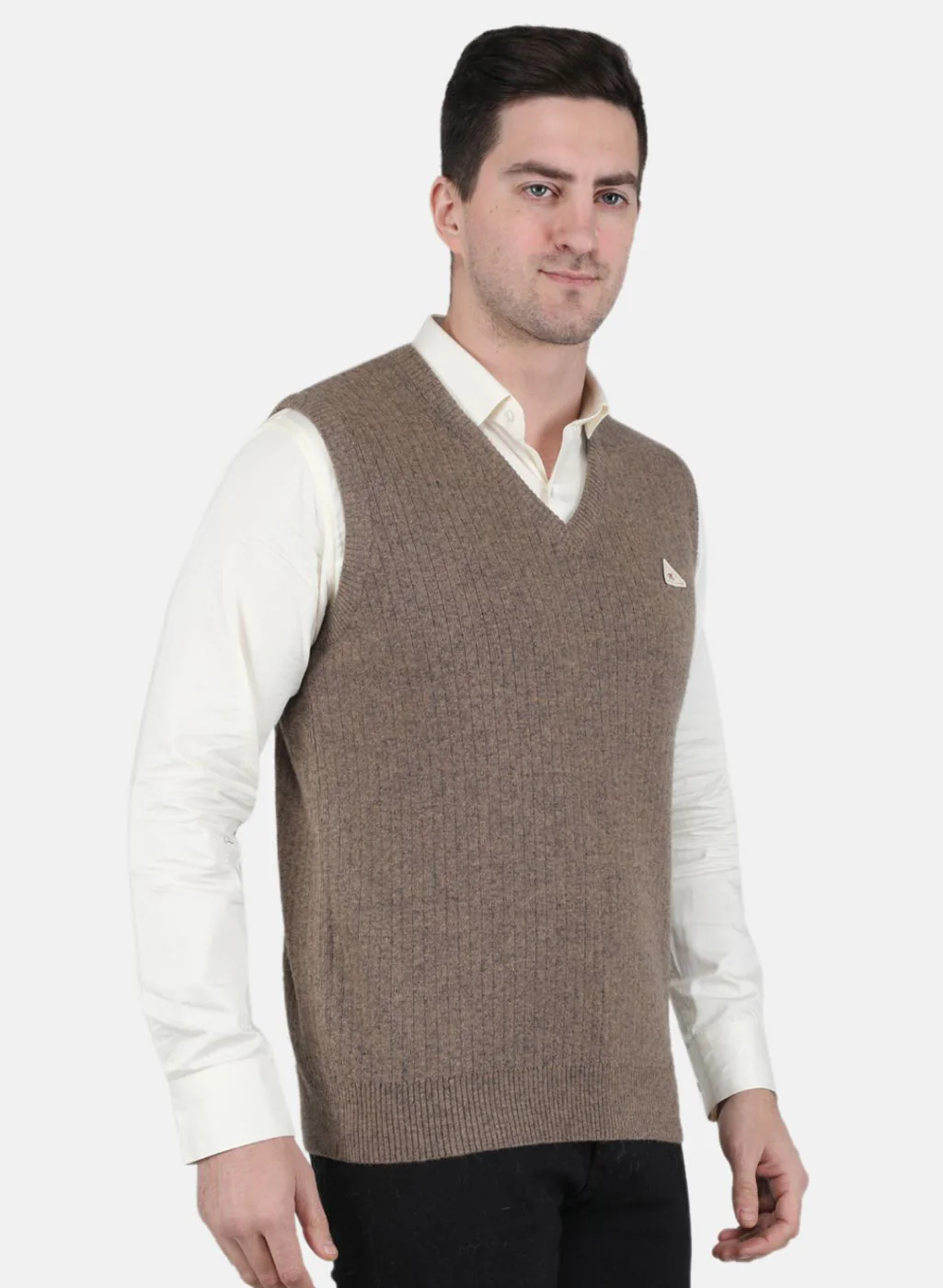 Men Beige Solid Sweater - Image 6