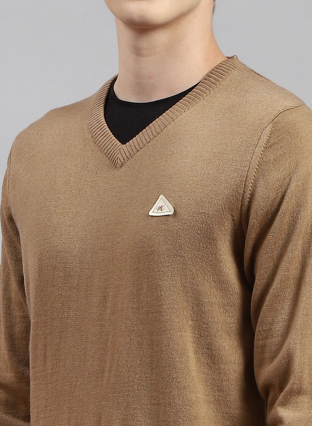 Men Beige Solid Wool blend Pullover - Image 6