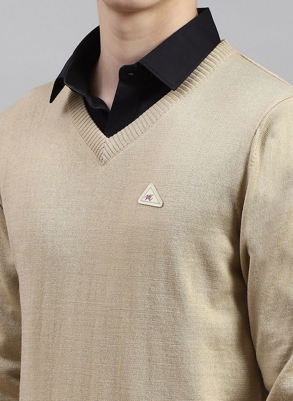Men Beige Solid Wool blend Pullover - Image 6