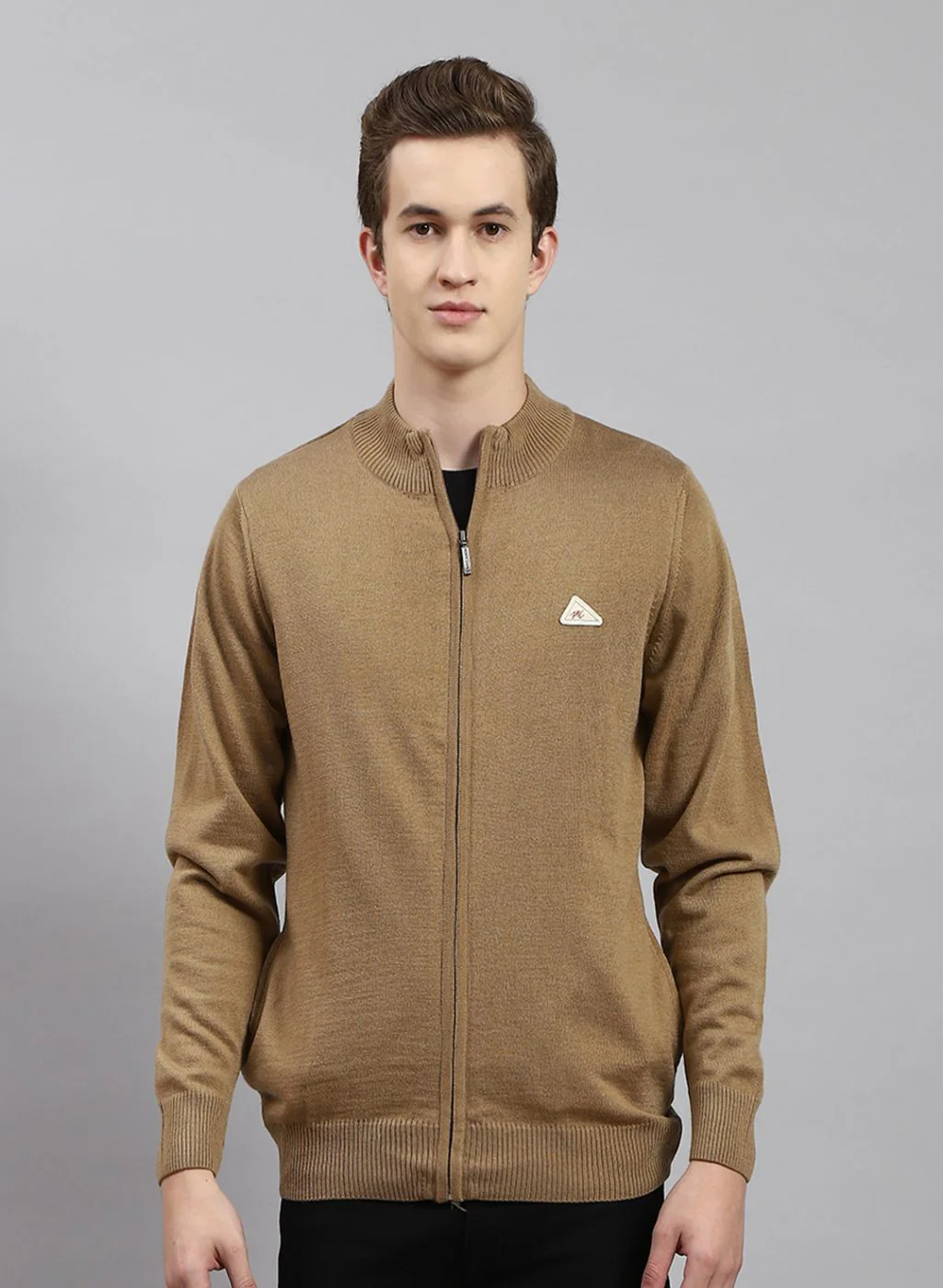 Men Beige Solid Wool blend Pullover - Image 2