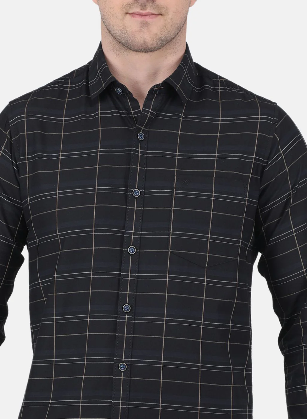 Men Black Check Shirt - Image 5