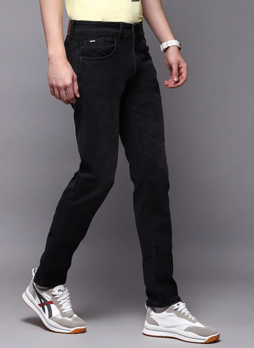 Men Black NArrow Fit Denim - Image 4