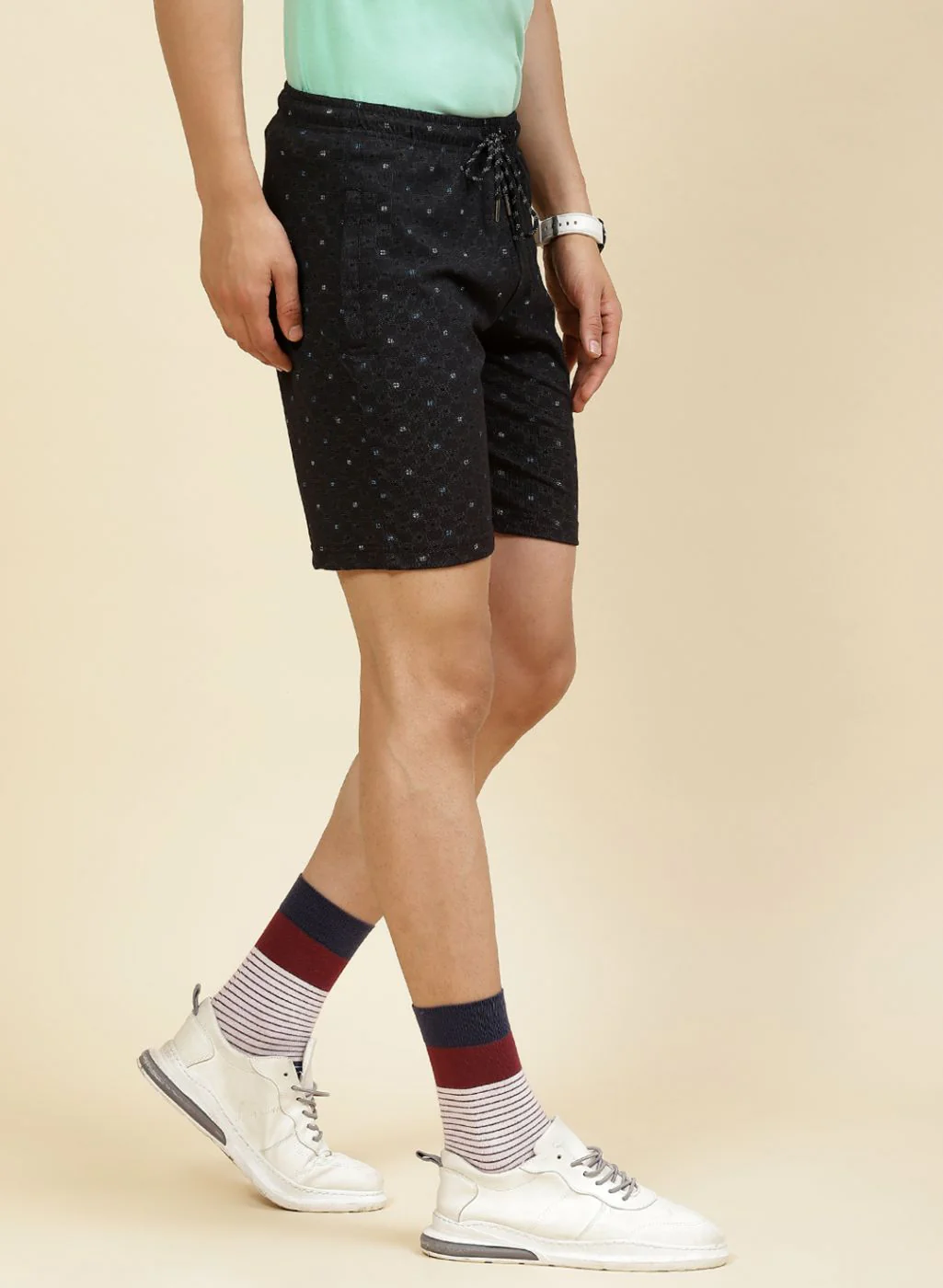 Men Black Printed Bermuda - Image 4
