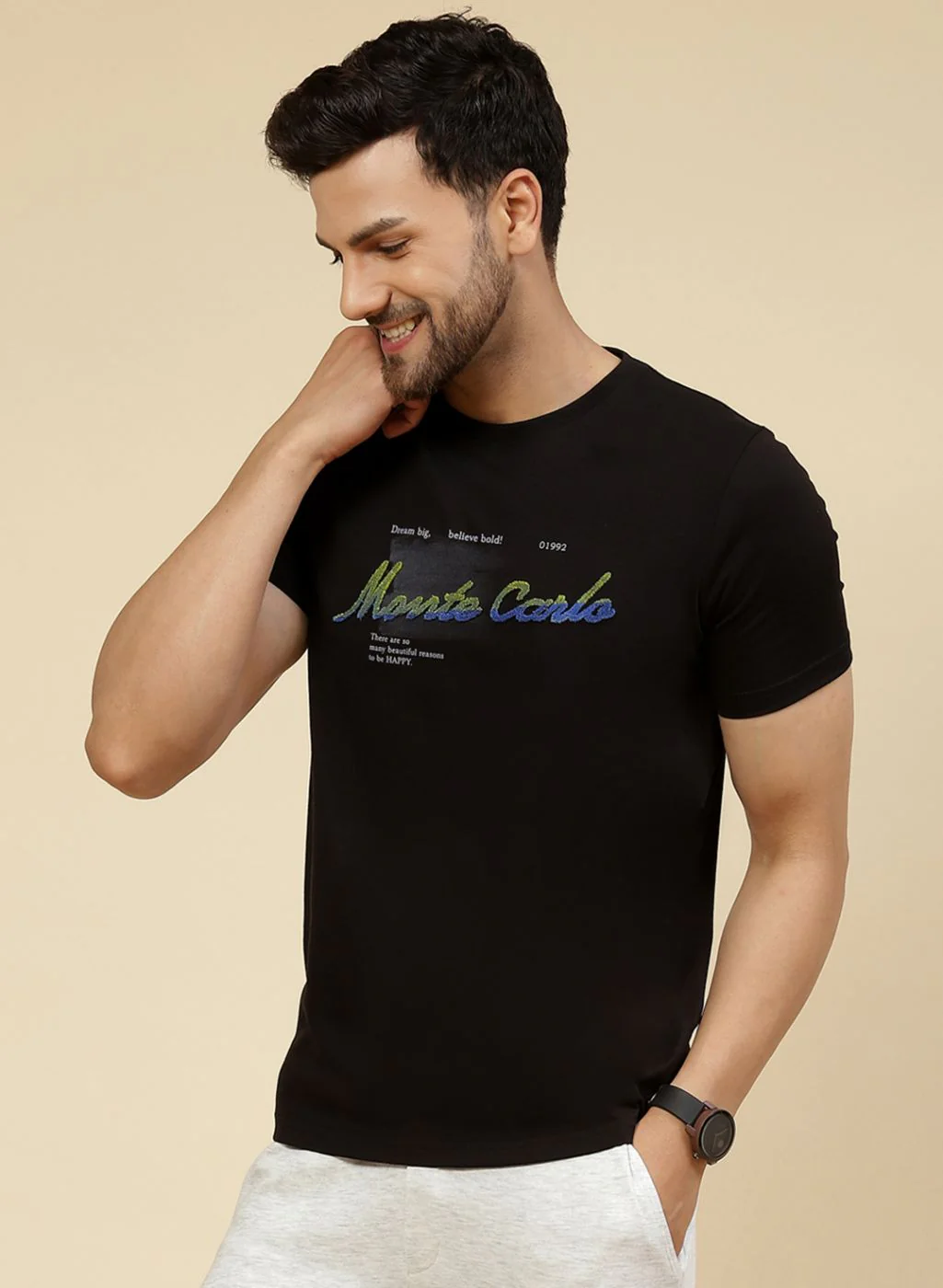 Men Black Printed T-Shirt - Image 3