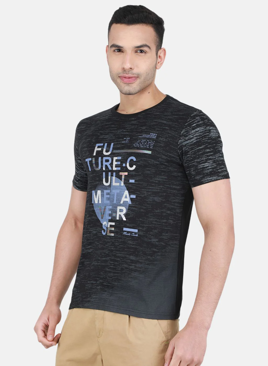 Men Black Printed T-Shirt - Image 2