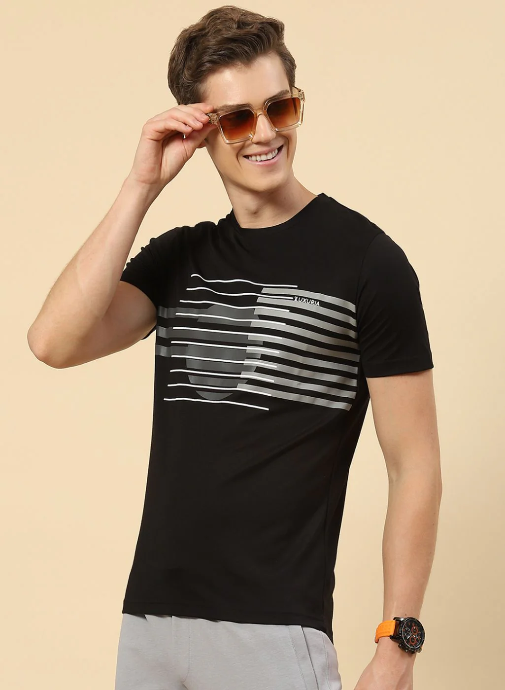 Men Black Printed T-Shirt - Image 2