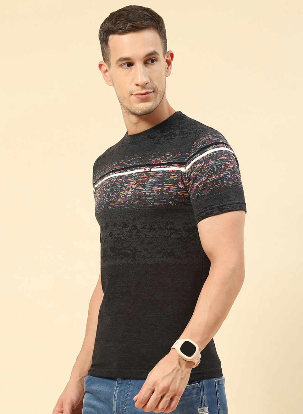 Men Black Printed T-Shirt - Image 3