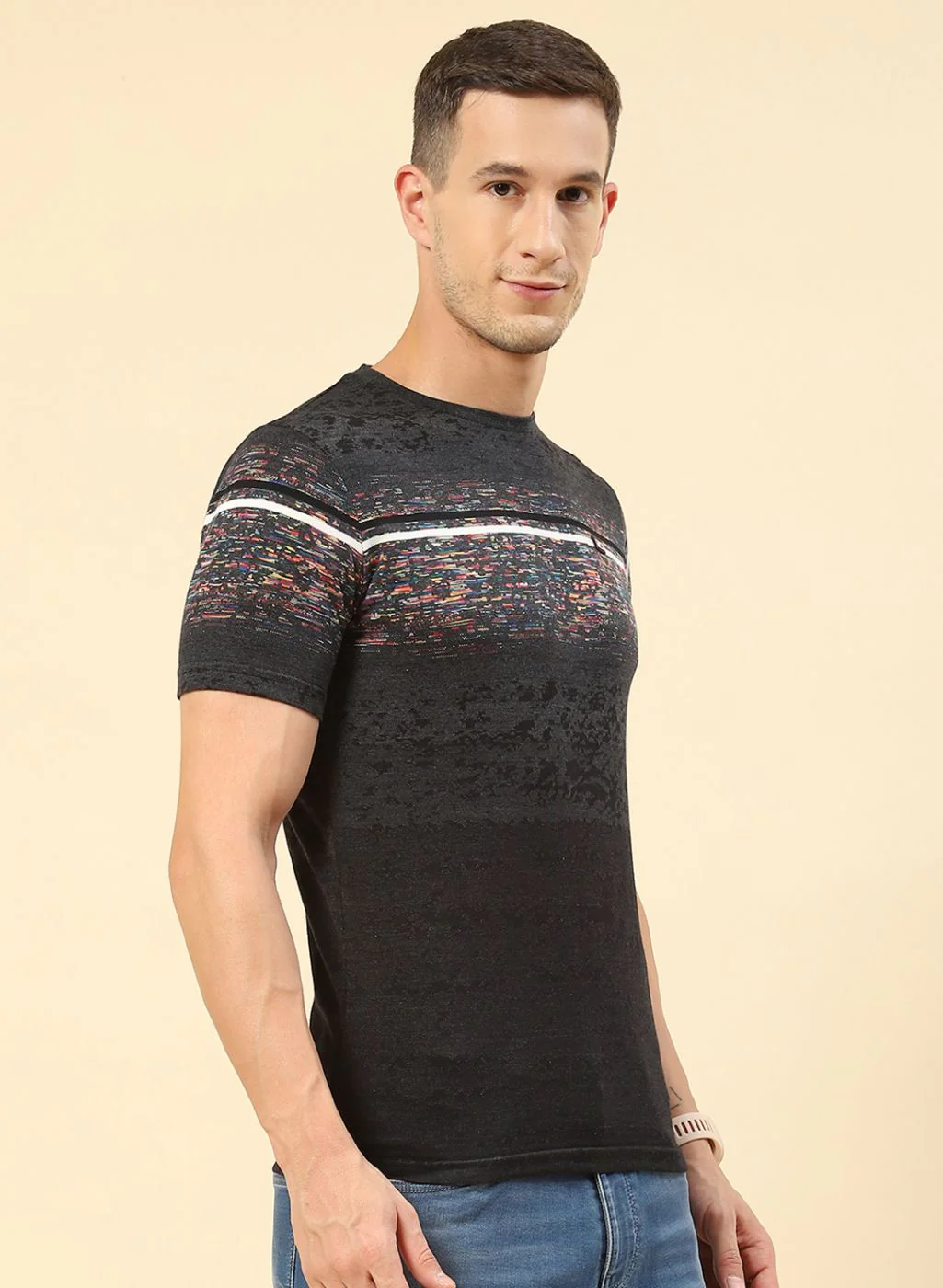 Men Black Printed T-Shirt - Image 4