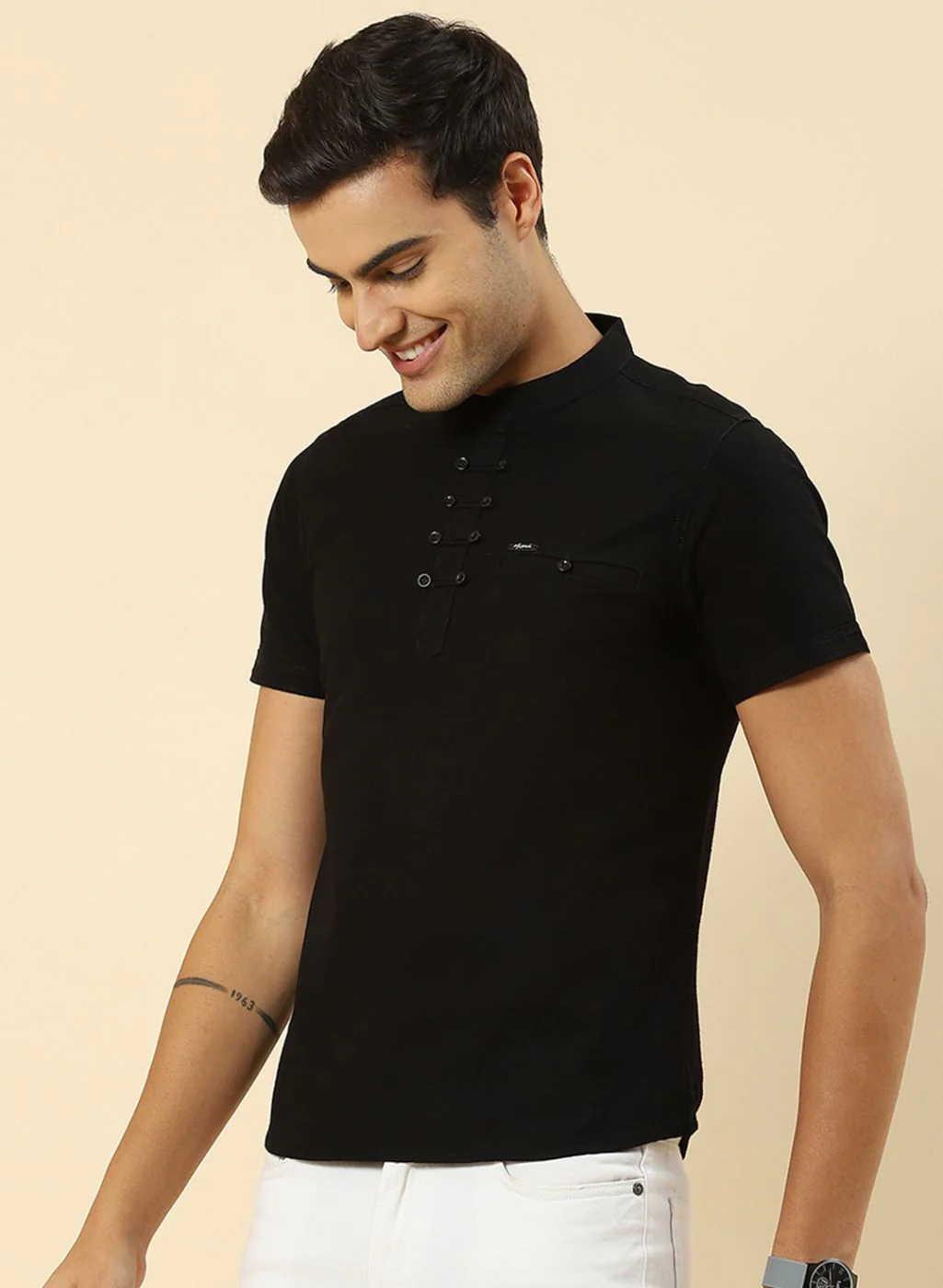 Men Black Printed T-Shirt - Image 3