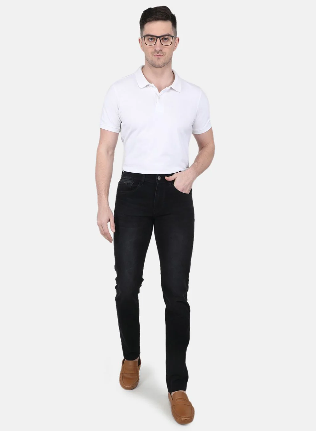 Men Black Regular Fit Denim - Image 4