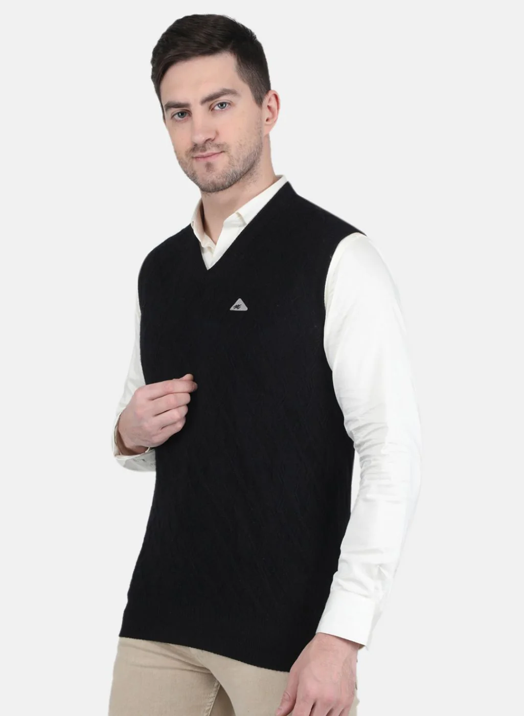 Men Black Self Design Sweater - Image 2