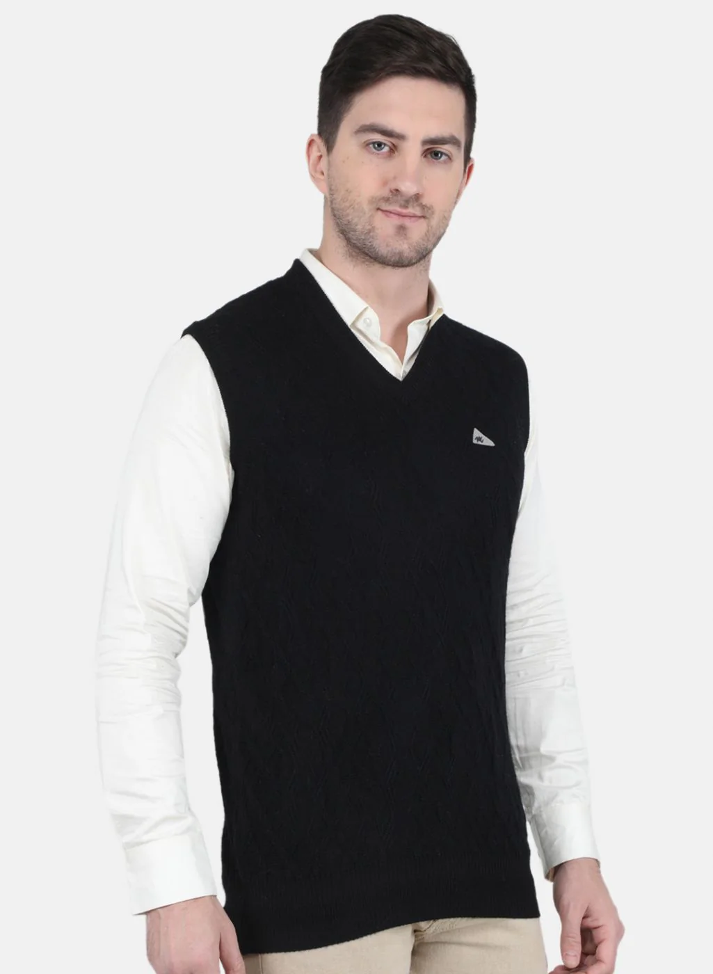 Men Black Self Design Sweater - Image 6