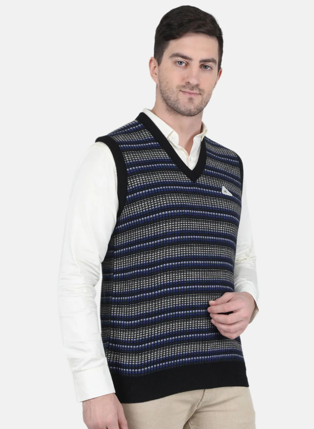 Men Black Self Design Sweater - Image 6