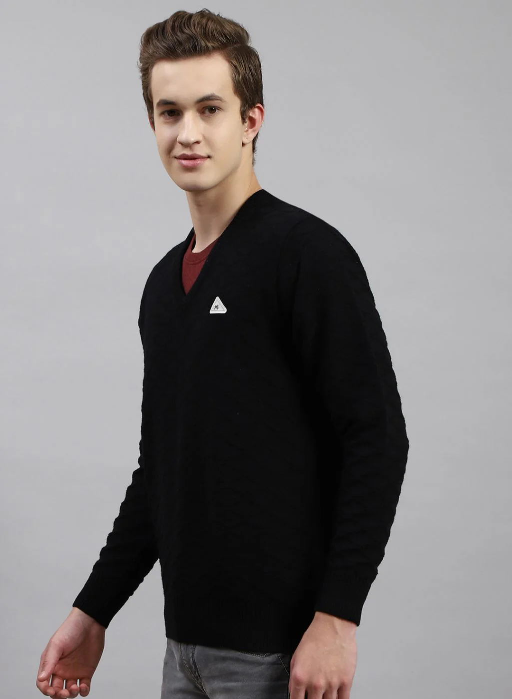 Men Black Self Design Wool blend Pullover - Image 3