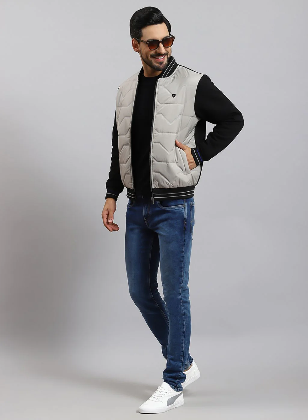 Men Black Solid Cotton Blend Jacket - Image 2