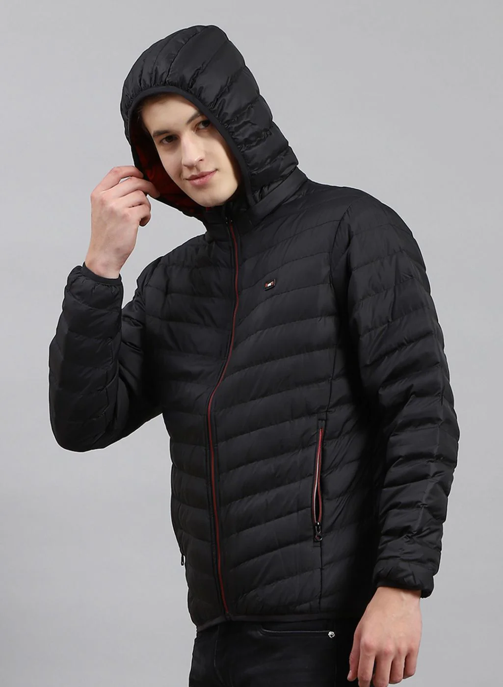 Men Black Solid Polyester Blend Jacket - Image 3