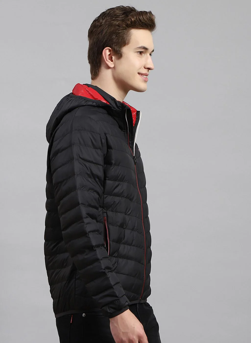 Men Black Solid Polyester Blend Jacket - Image 4