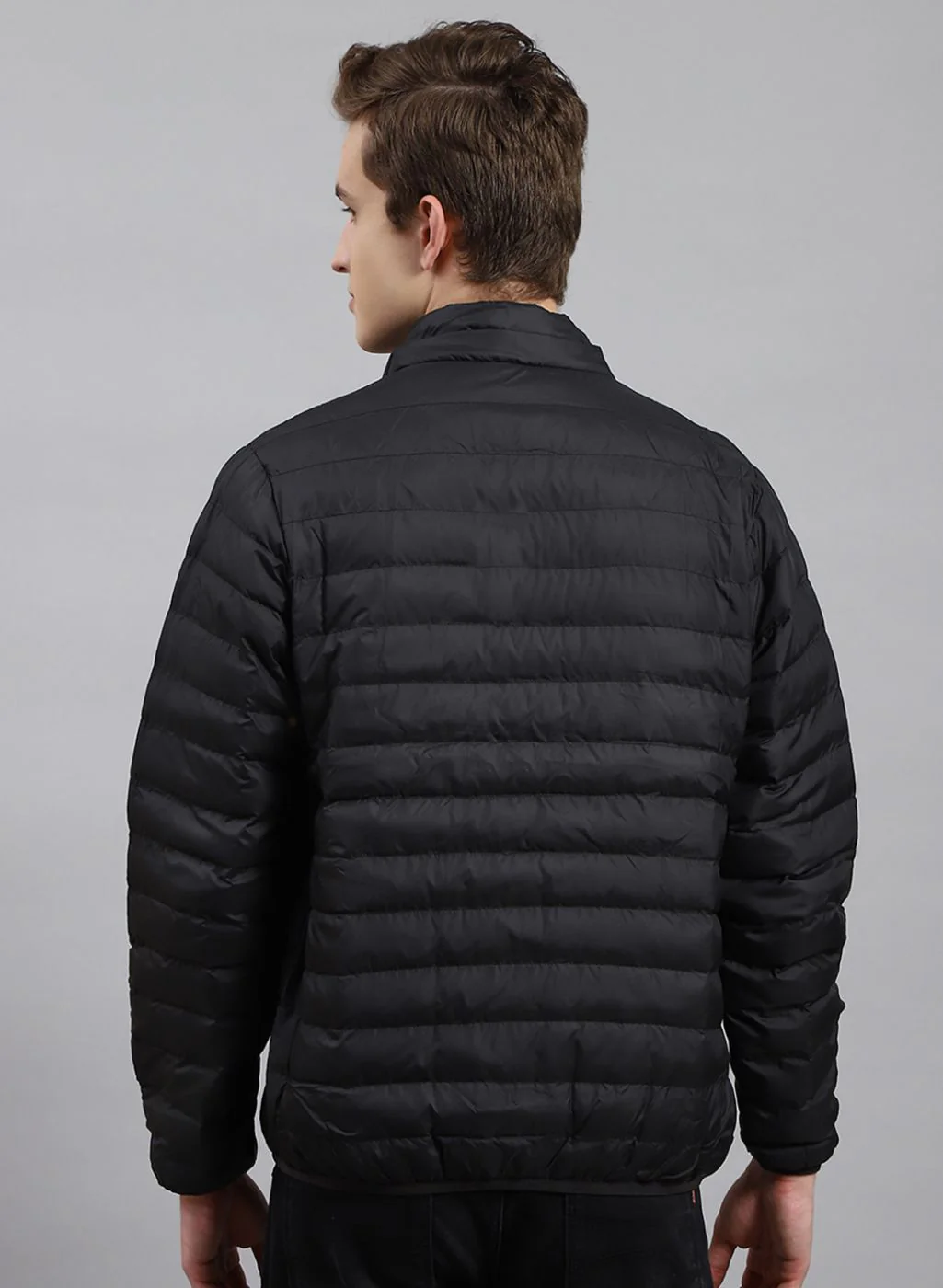 Men Black Solid Polyester Blend Jacket - Image 5