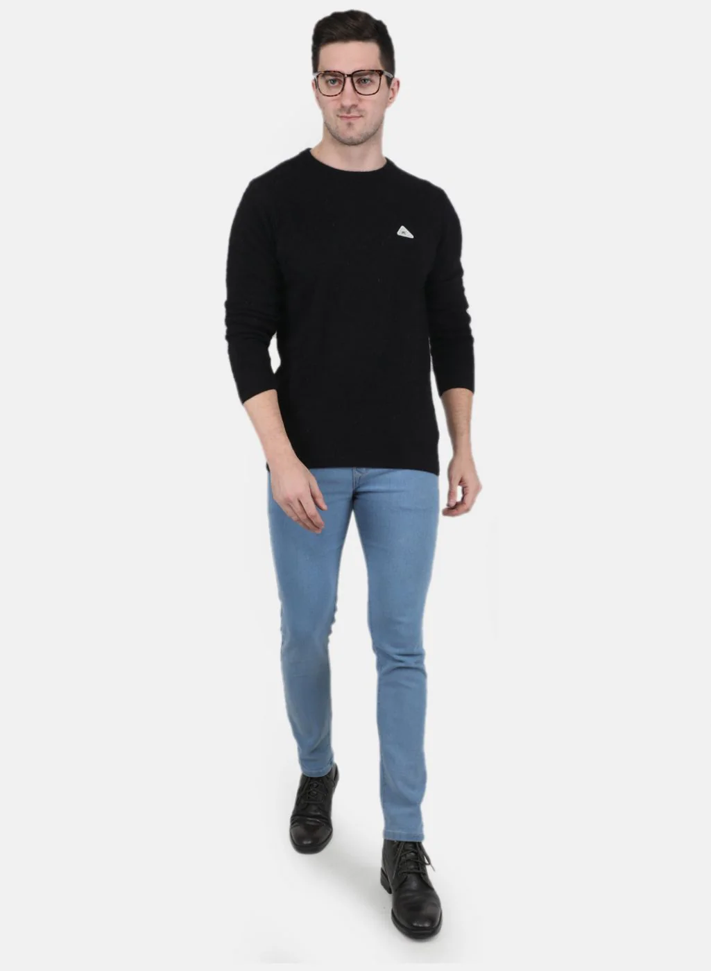 Men Black Solid Pullover - Image 4