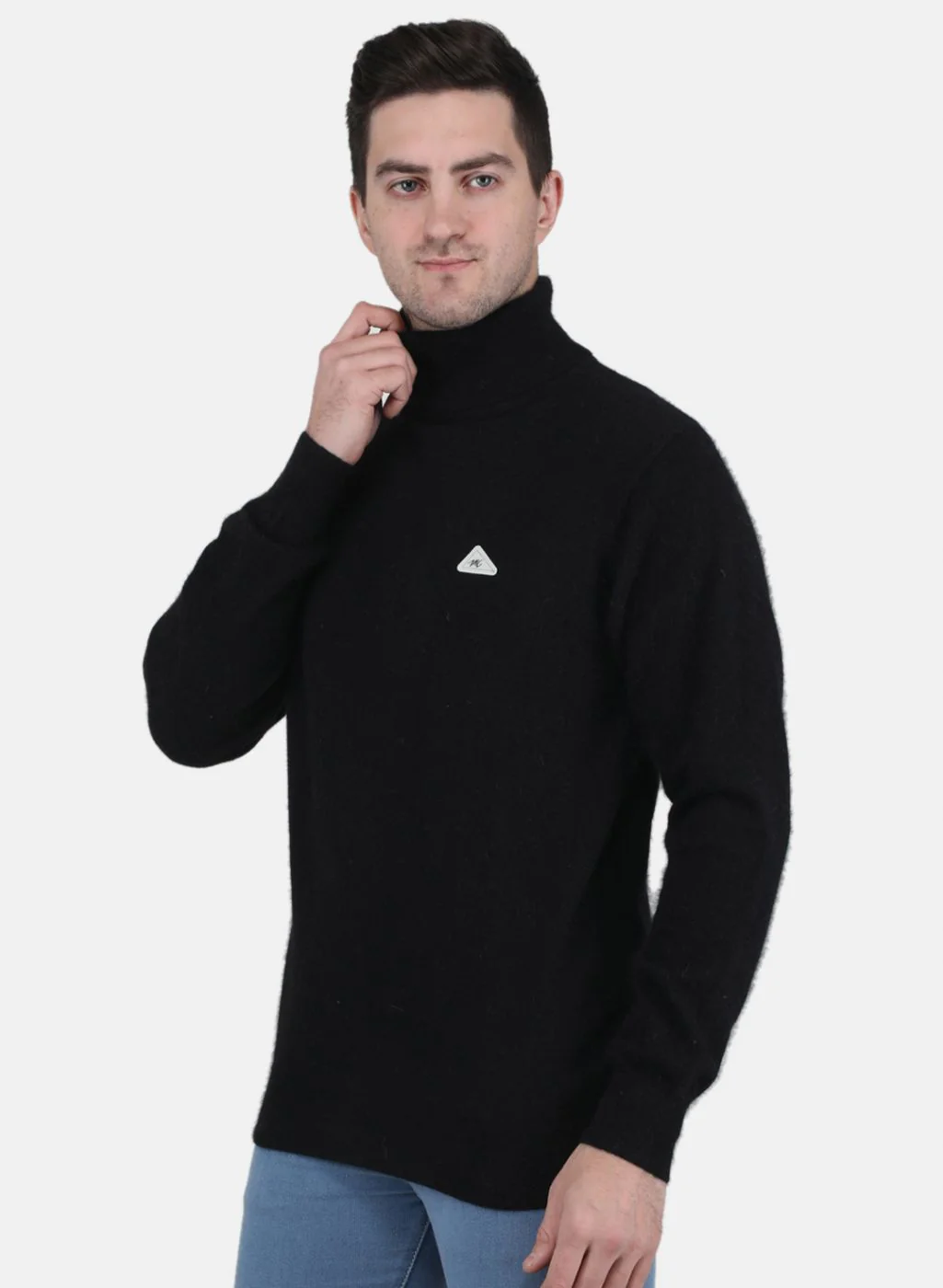 Men Black Solid Pullover - Image 2