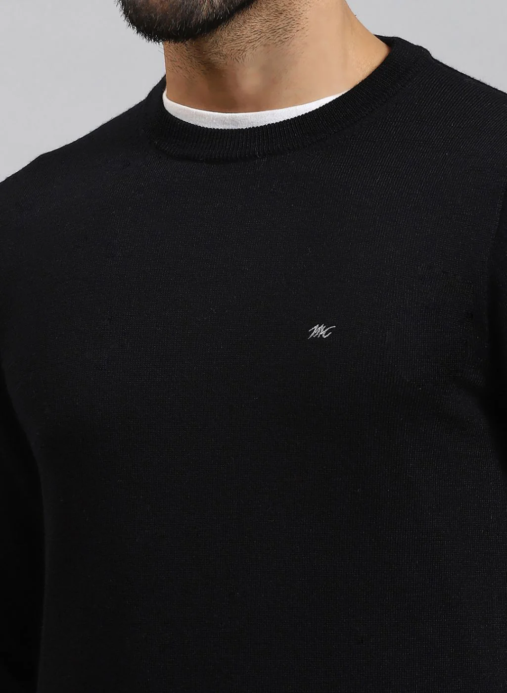 Men Black Solid Pure wool Pullover - Image 6
