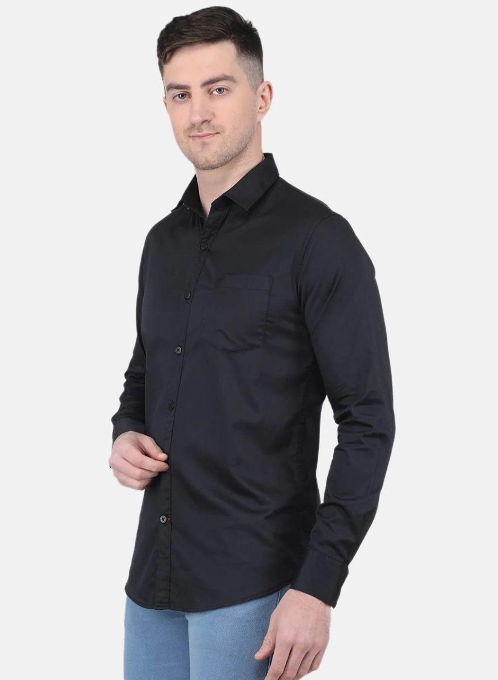 Men Black Solid Shirt - Image 2