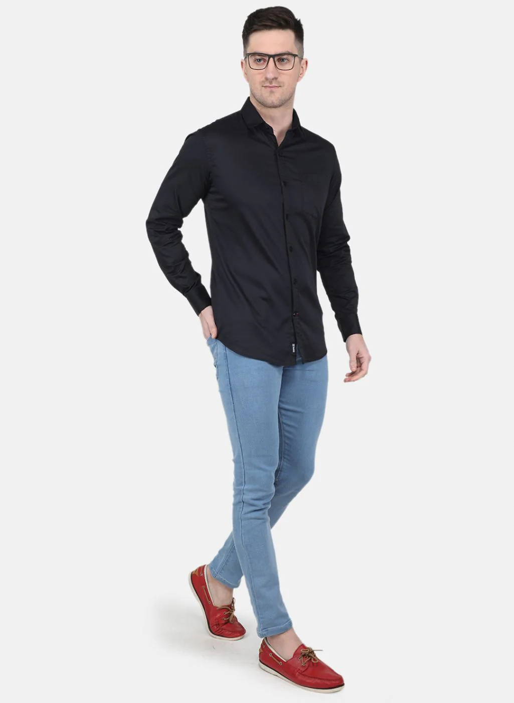 Men Black Solid Shirt - Image 4