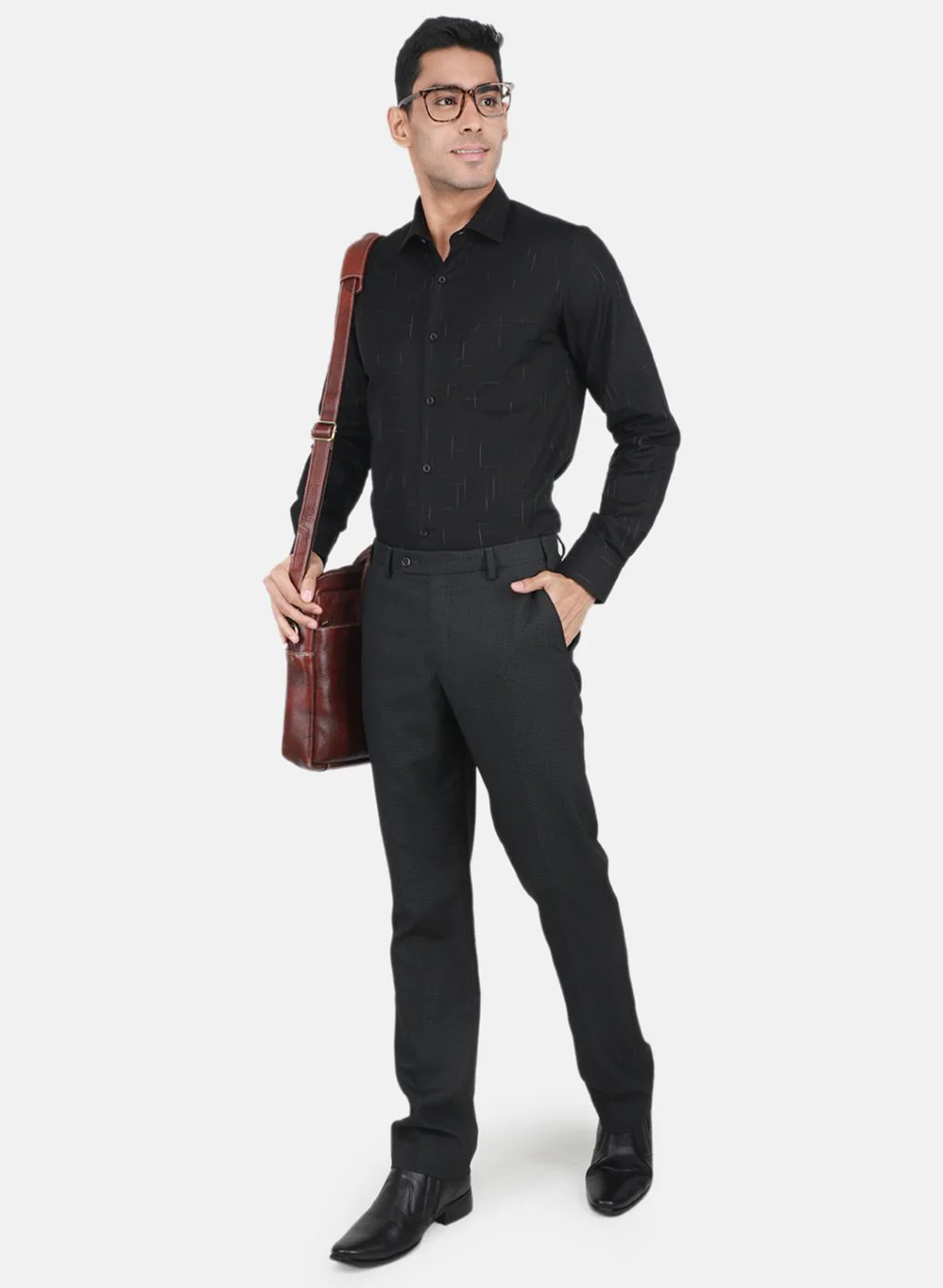 Men Black Solid Shirt - Image 4