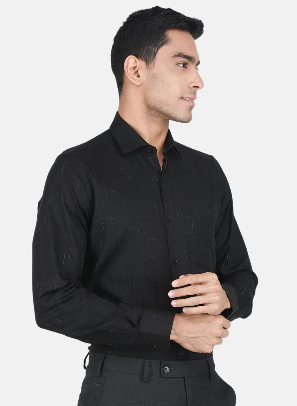 Men Black Solid Shirt - Image 6