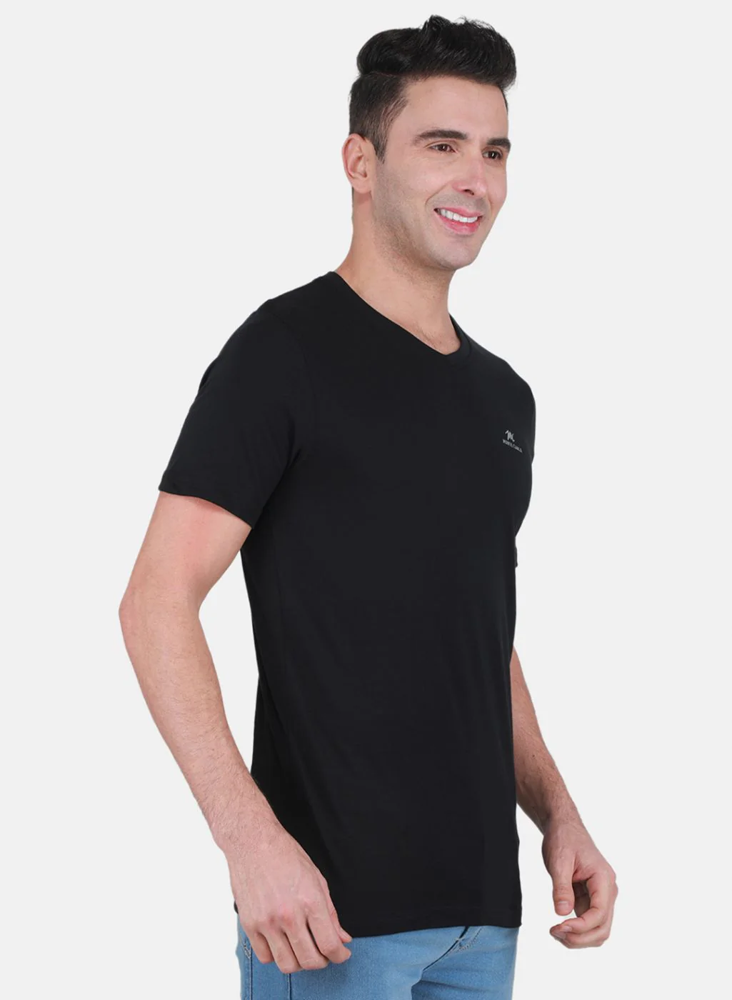 Men Black Solid T-Shirt - Image 6