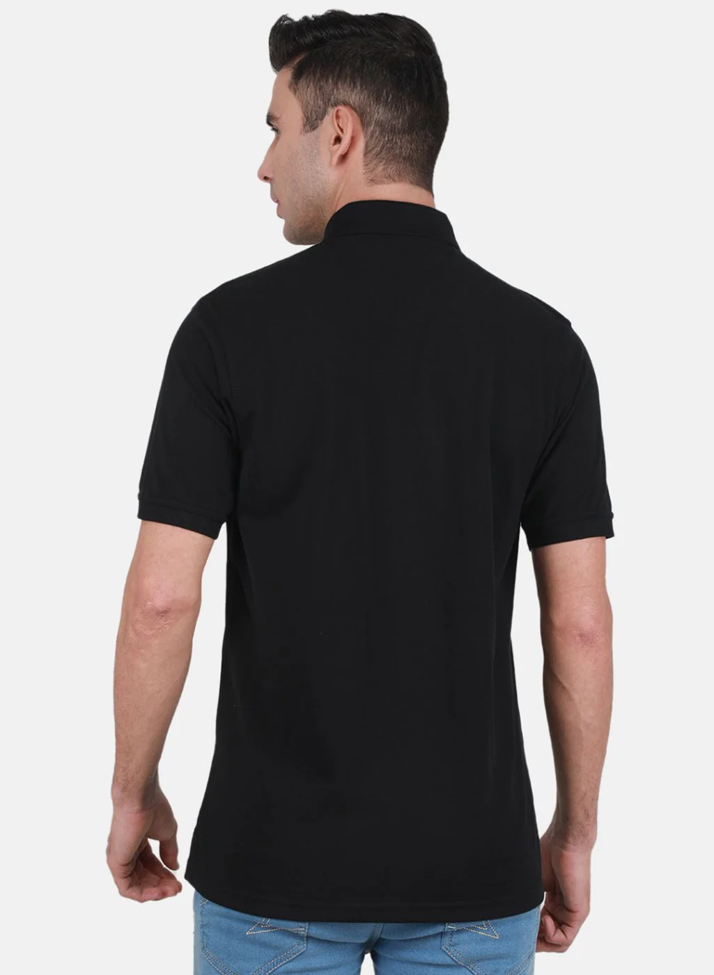 Men Black Solid T-Shirt - Image 3