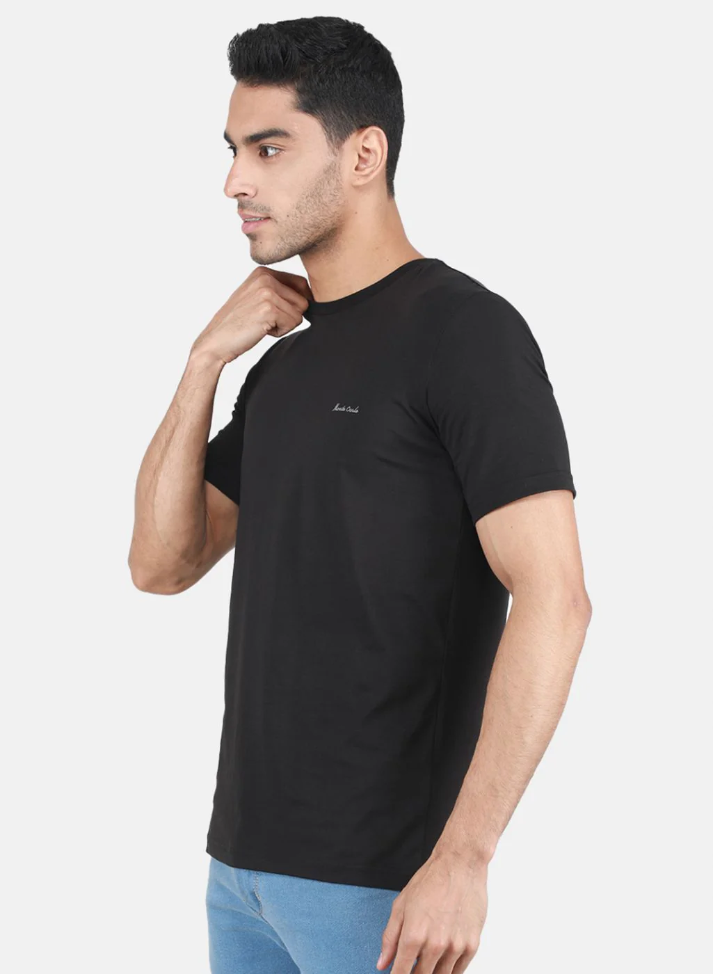 Men Black Solid T-Shirt - Image 2