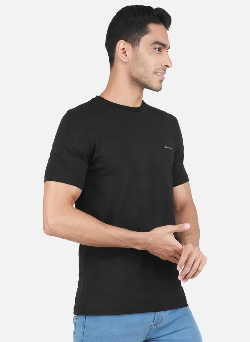 Men Black Solid T-Shirt - Image 6