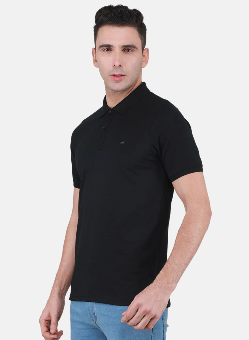 Men Black Solid T-Shirt - Image 2