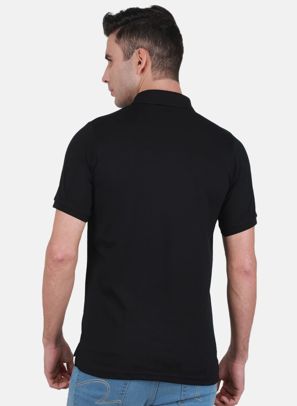 Men Black Solid T-Shirt - Image 3