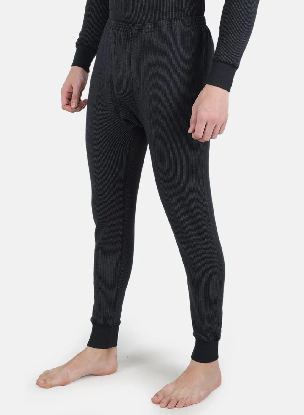 Men Black Solid Thermal Lower - Image 2