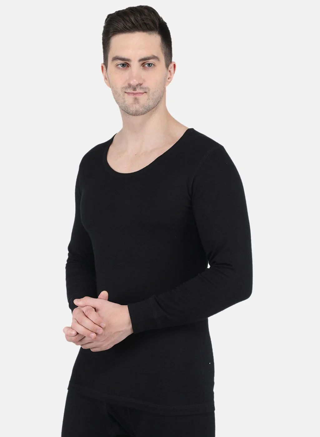 Men Black Solid Thermal Vest - Image 2
