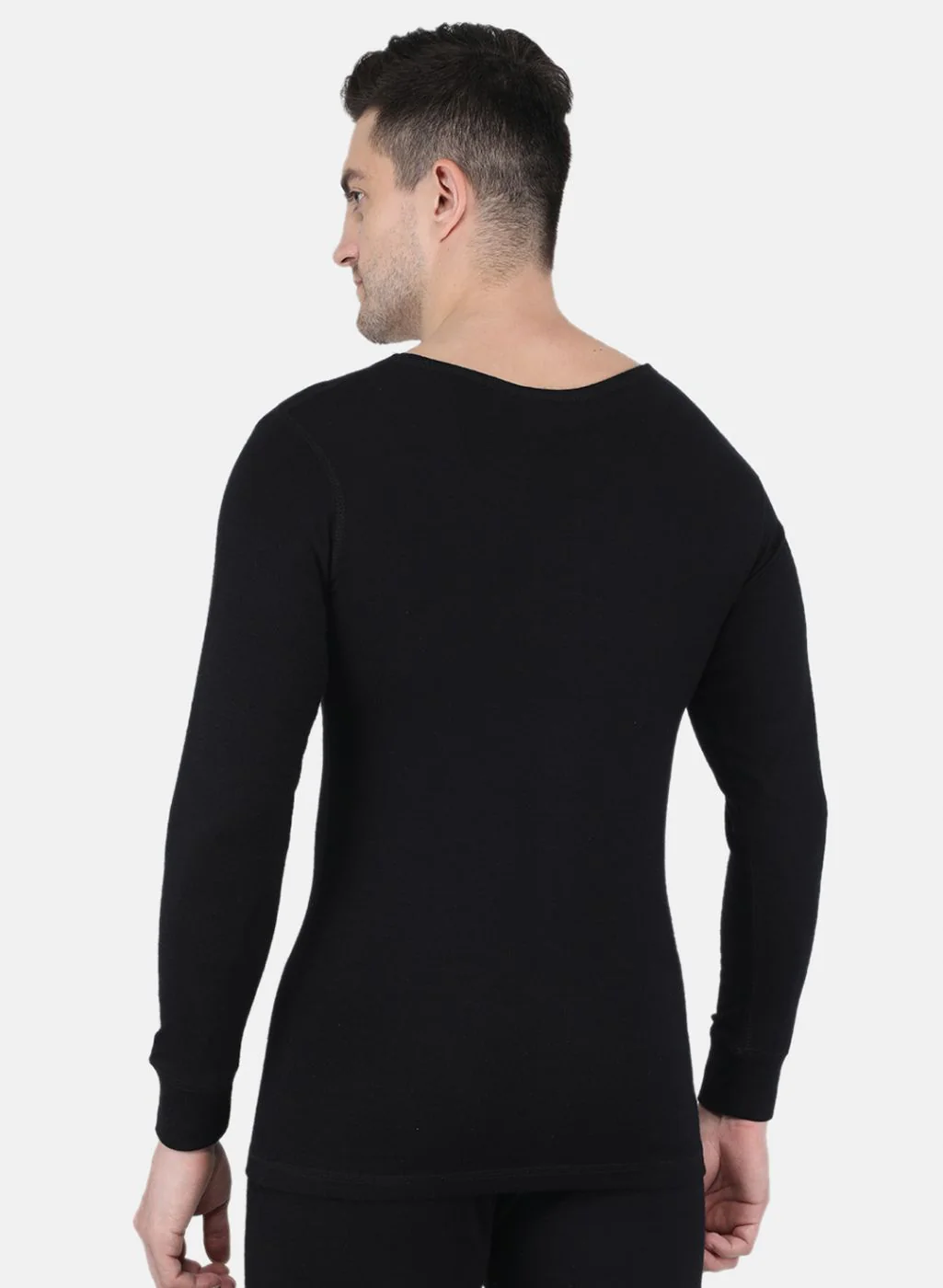 Men Black Solid Thermal Vest - Image 3
