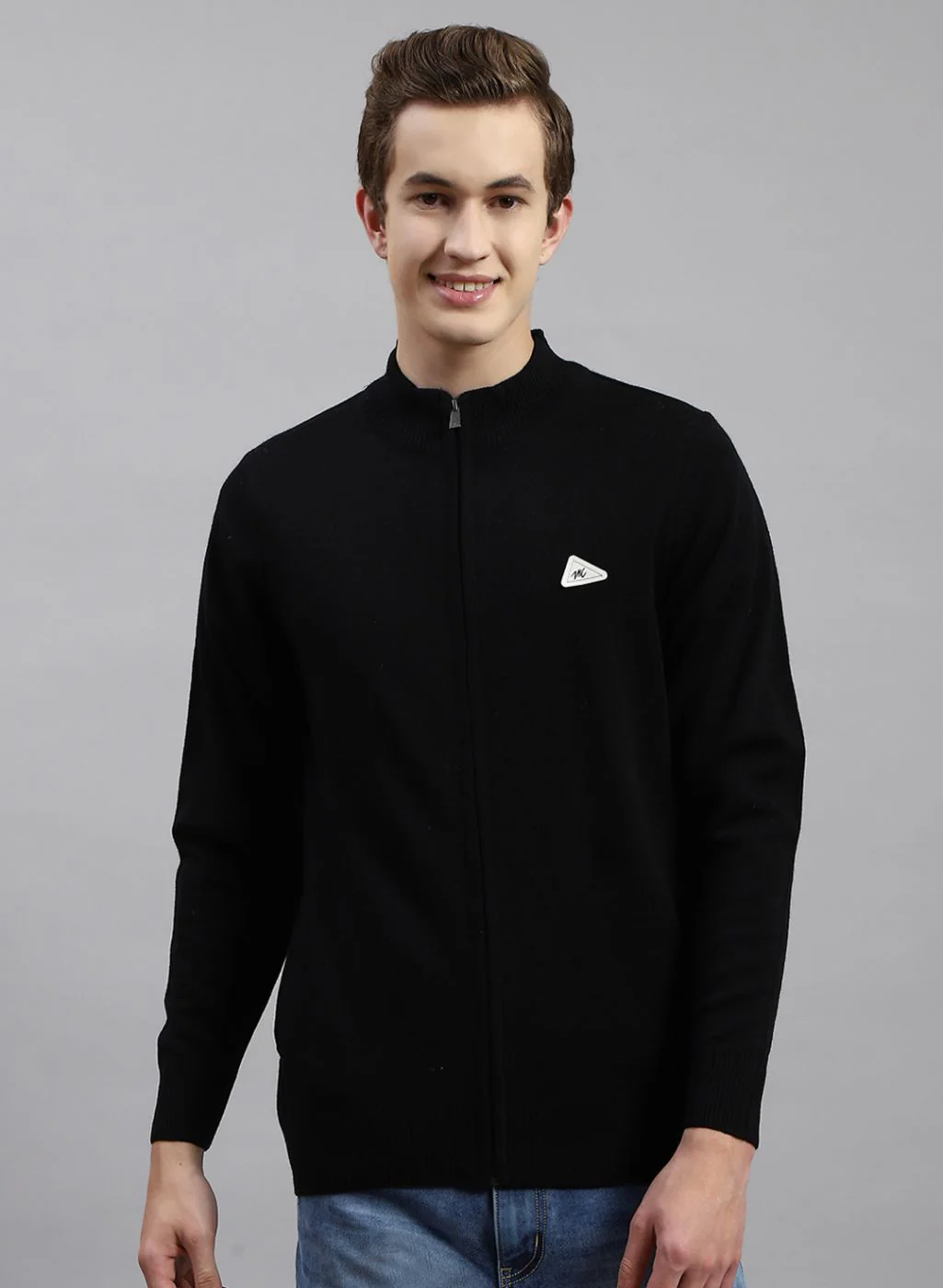 Men Black Solid Wool blend Pullover - Image 2