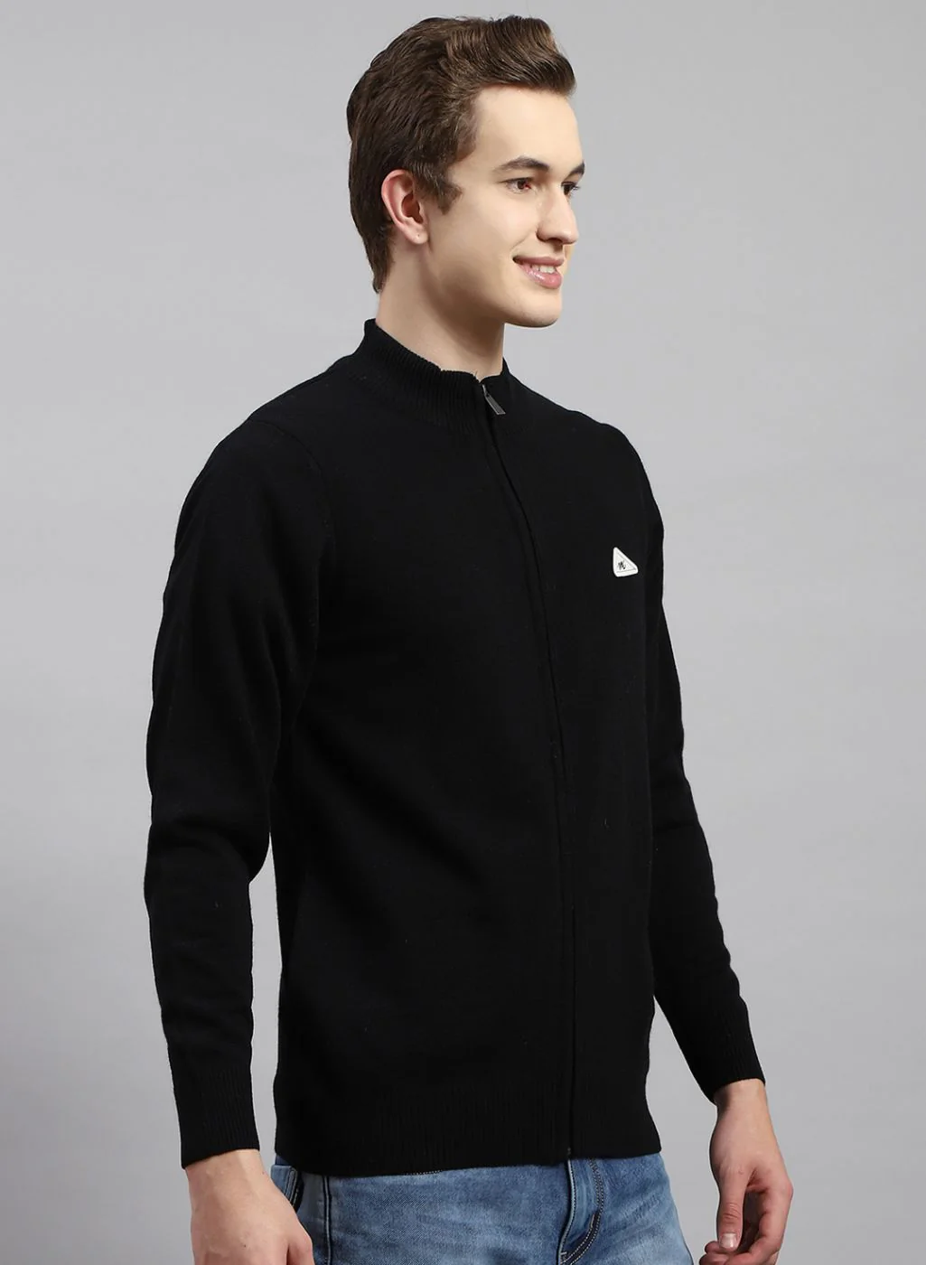 Men Black Solid Wool blend Pullover - Image 4