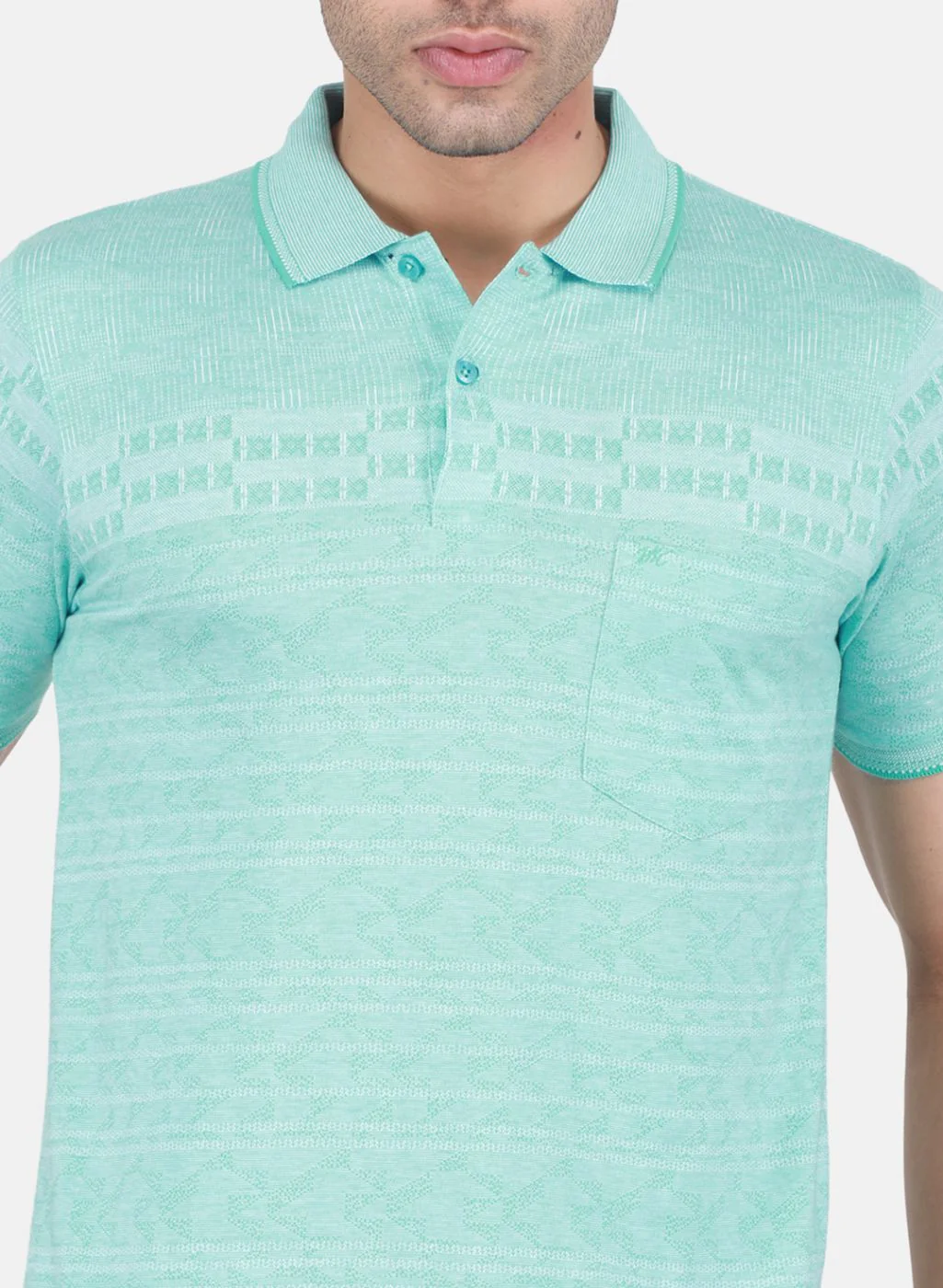 Men Blue Jaquard T-Shirt - Image 5