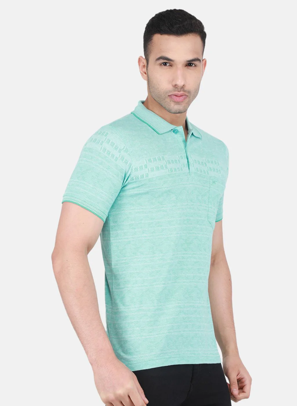 Men Blue Jaquard T-Shirt - Image 6