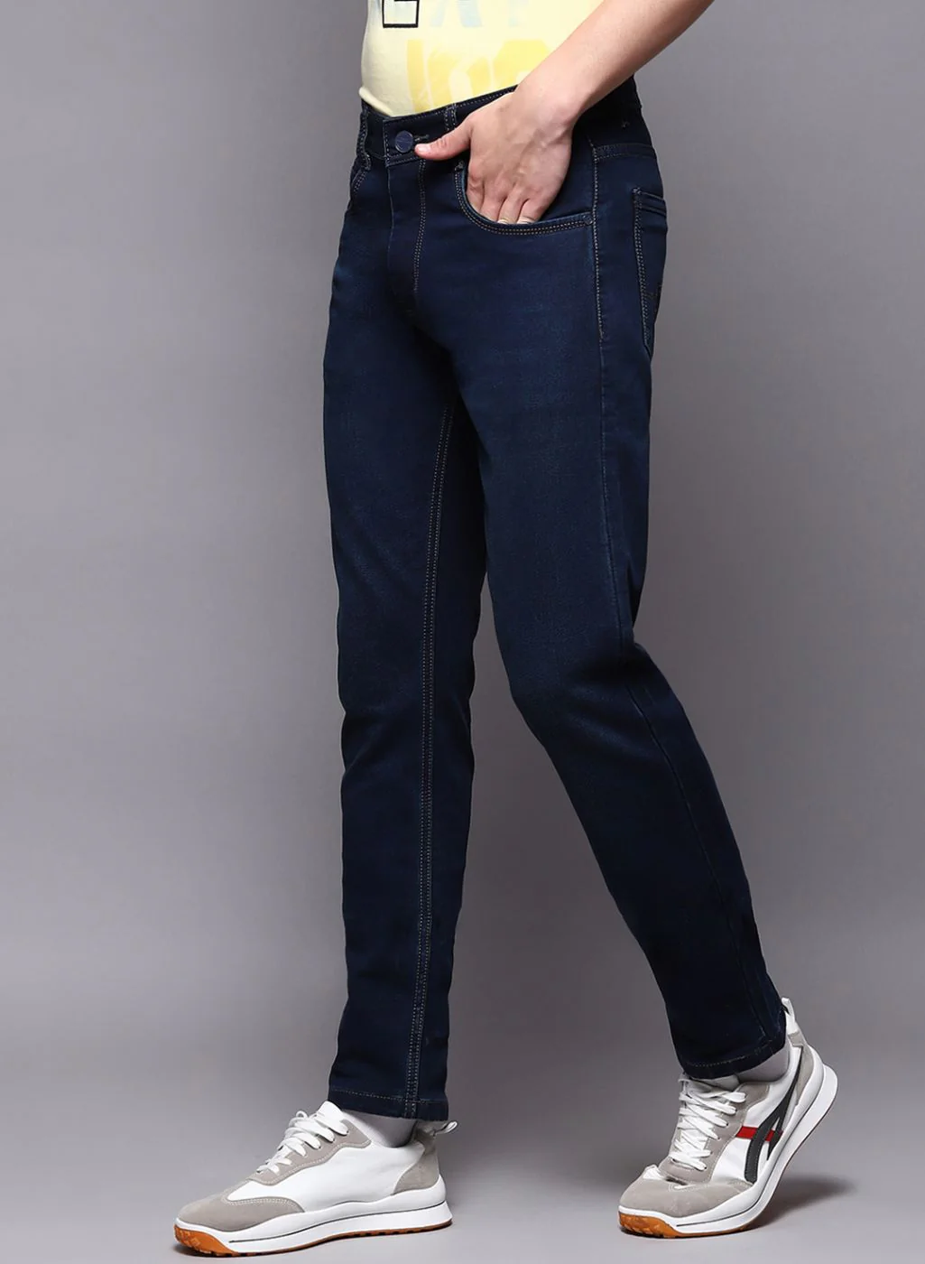 Men Blue NArrow Fit Denim - Image 3
