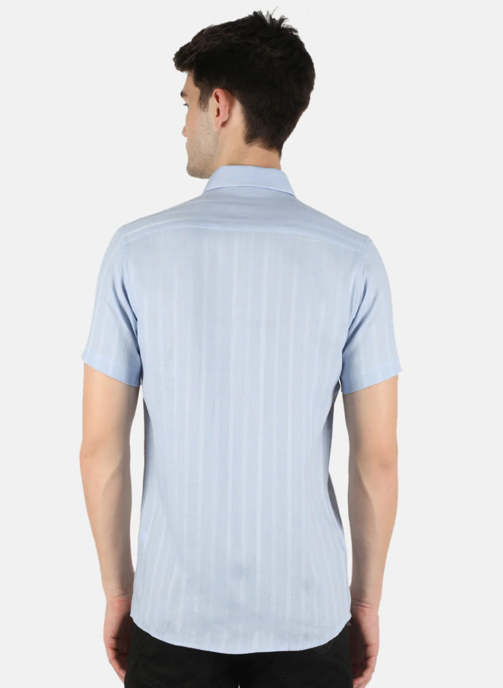 Men Blue Printed Linen Shirt - Image 3