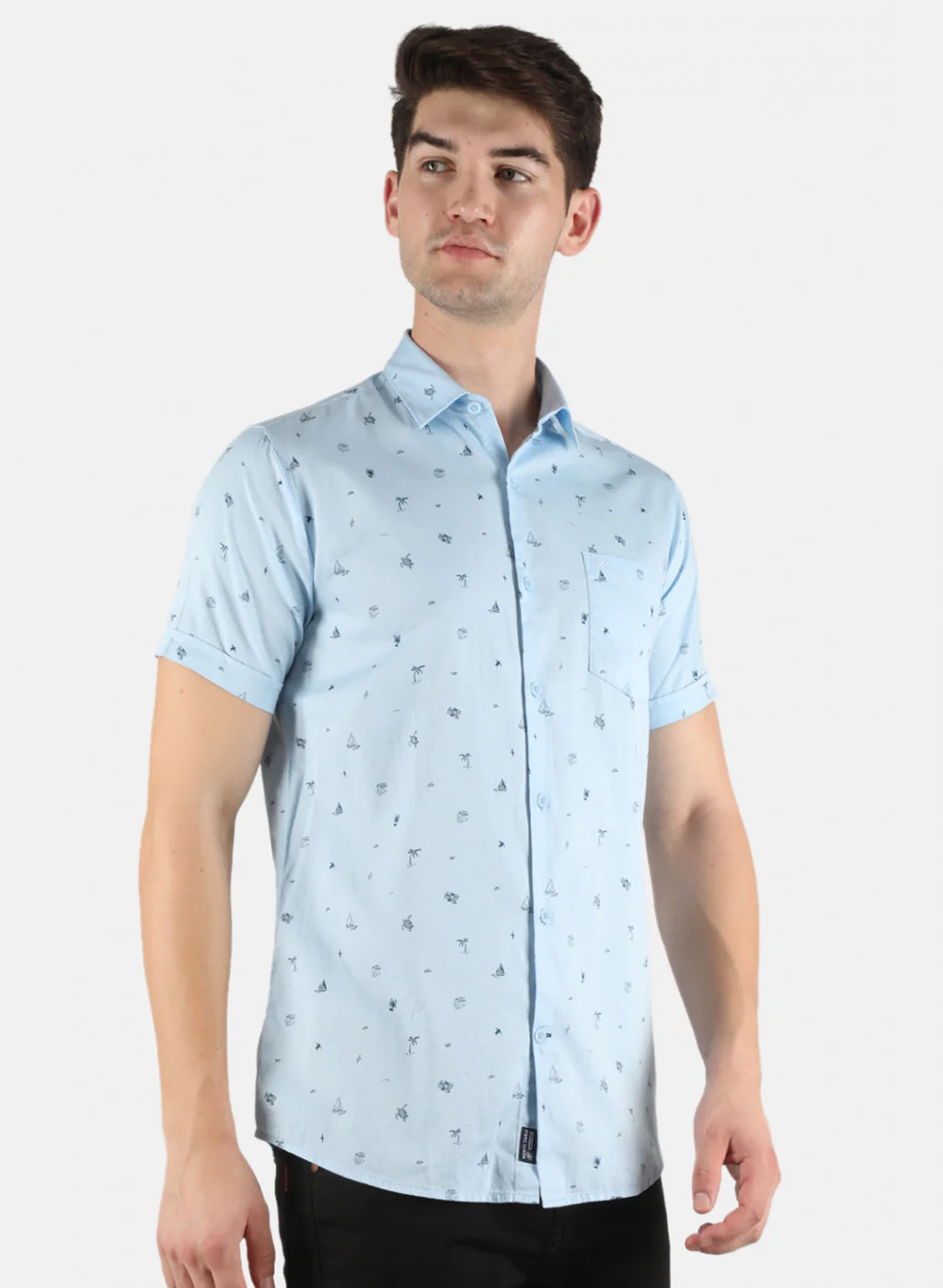Men Blue Printed Shirt - Image 6