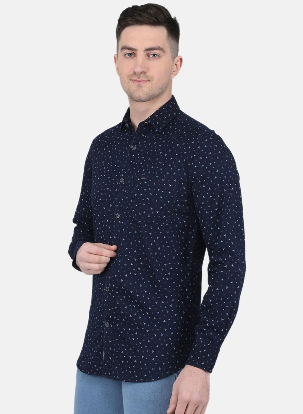 Men Blue Printed Shirt - Image 2