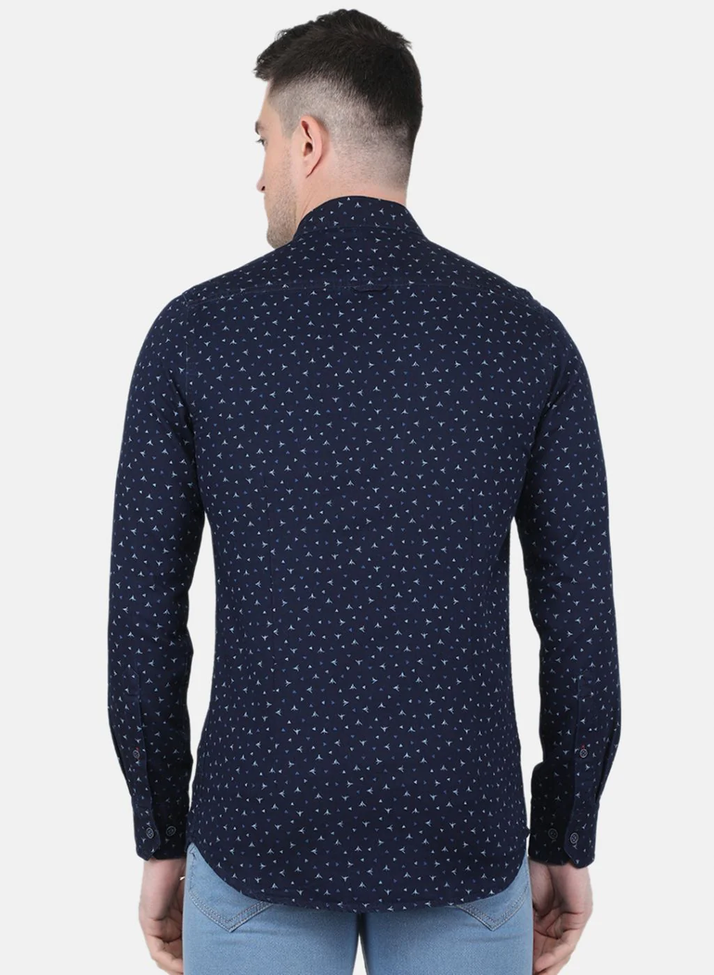 Men Blue Printed Shirt - Image 3
