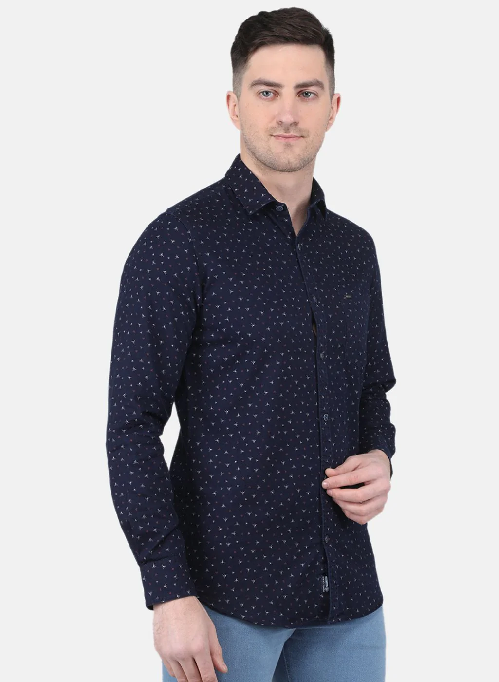 Men Blue Printed Shirt - Image 6