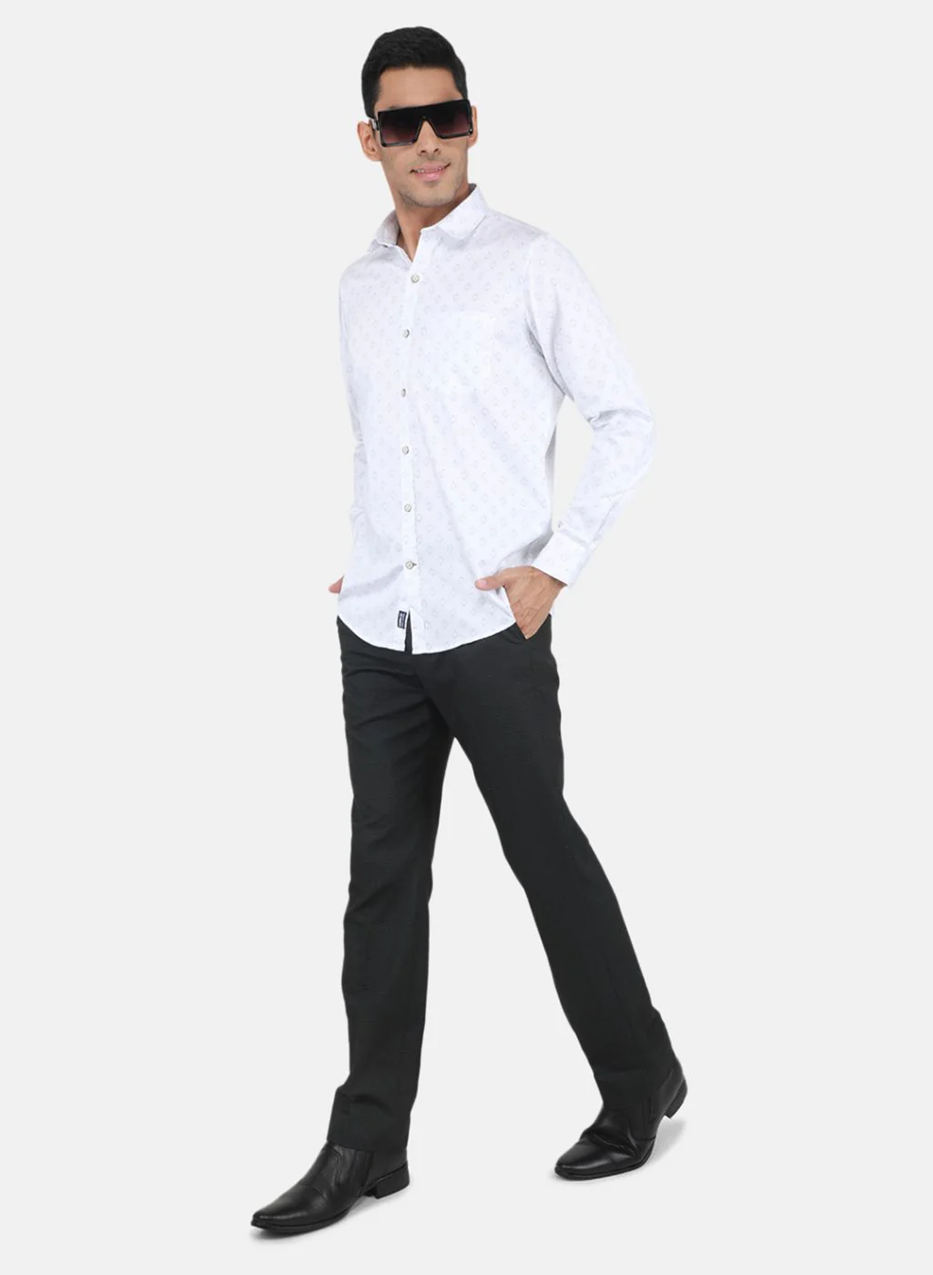Men Blue Printed Shirt - Image 4