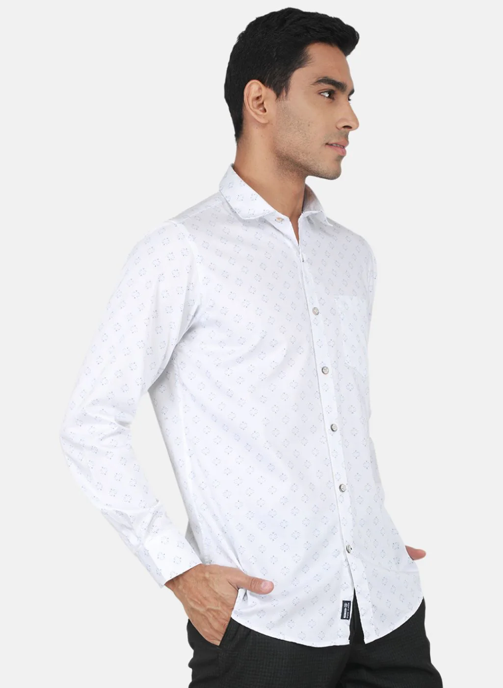 Men Blue Printed Shirt - Image 6